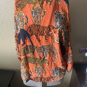 Animal Print Long Sleeve Shirt Anthropologie